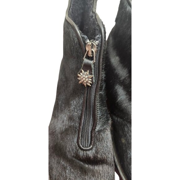 Diavolezza Women's Boots Shearling Black Ankle Boots Fur Zip Front Winter Shoes - Picture 7 of 16